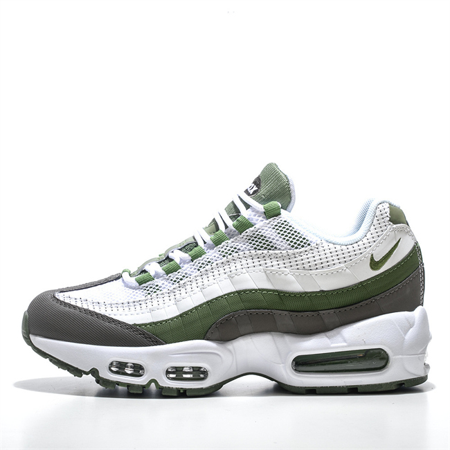 Men's Hot sale Running weapon Air Max 95 White/Green/Grey Shoes 093